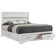 Bowery Hill Wood White Queen Storage Panel Bed Rectangular Rhinestone