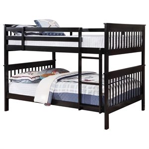 Bowery Hill Transitional Wood Full Over Full Bunk Bed in Black