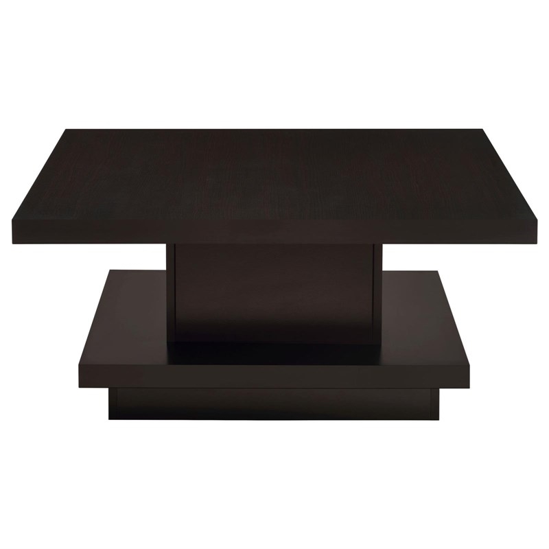 Bowery Hill Square Pedestal Storage Coffee Table in Cappuccino