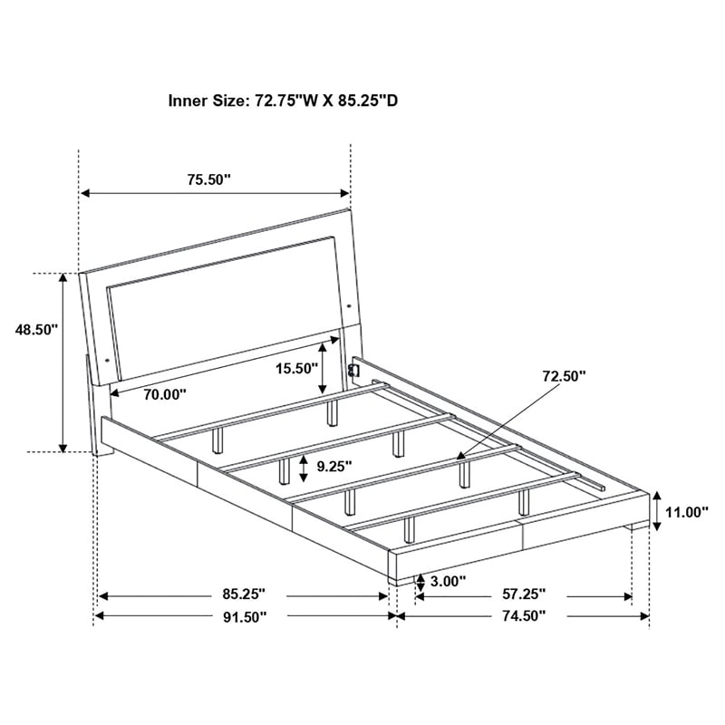 Bowery Hill California King LED Panel Bed in Glossy White Finish