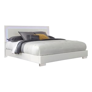 Bowery Hill California King LED Panel Bed in Glossy White Finish