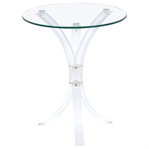 Bowery Hill Glass Clear Accent End Table Round Contemporary 21.25&quotH x 18&quotW x 18&quotD Unassembled