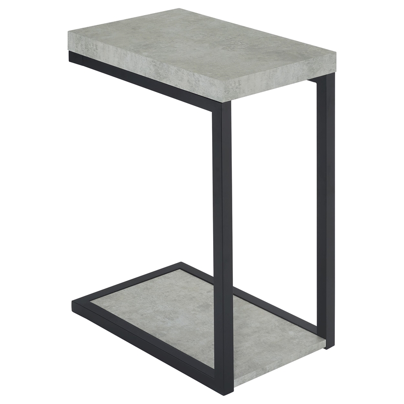 Bowery Hill Engineered Wood Cement Gray/Black End Table Rectangular 25.5