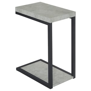 Bowery Hill Engineered Wood Cement Gray/Black End Table Rectangular 25.5&quot Unassembled