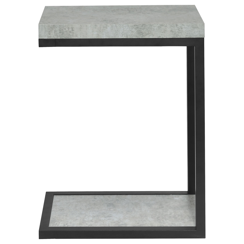 Bowery Hill Engineered Wood Cement Gray/Black End Table Rectangular 25.5