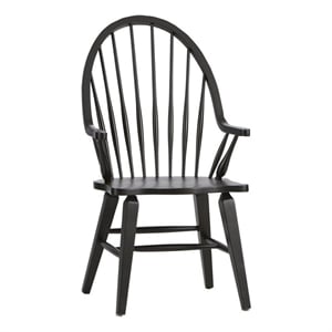 Bowery Hill Rubberwood Black Dining Arm Chair Rectangular 40.75&quotH Assembled