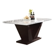 Bowery Hill Rectangular Marble Top Dining Table in White and Walnut