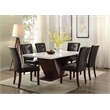 Bowery Hill Rectangular Marble Top Dining Table in White and Walnut