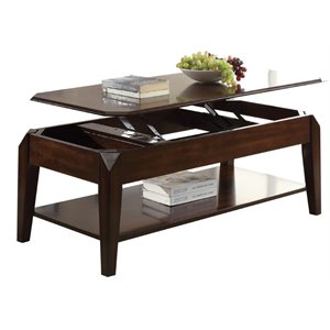 Bowery Hill Rectangular Wooden Coffee Table with Lift Top in Walnut