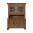 Bowery Hill Hardwood Rustic Oak China Cabinet Rectangular Lighted Hutch 85