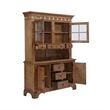 Bowery Hill Hardwood Rustic Oak China Cabinet Rectangular Lighted Hutch 85