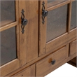 Bowery Hill Hardwood Rustic Oak China Cabinet Rectangular Lighted Hutch 85