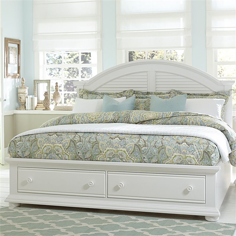 Bowery Hill Arched Crown Farmhouse Wood Queen Panel Headboard in White