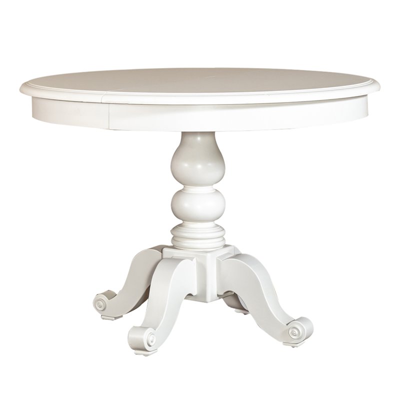 Bowery Hill Wood Round Pedestal Dining Table in White