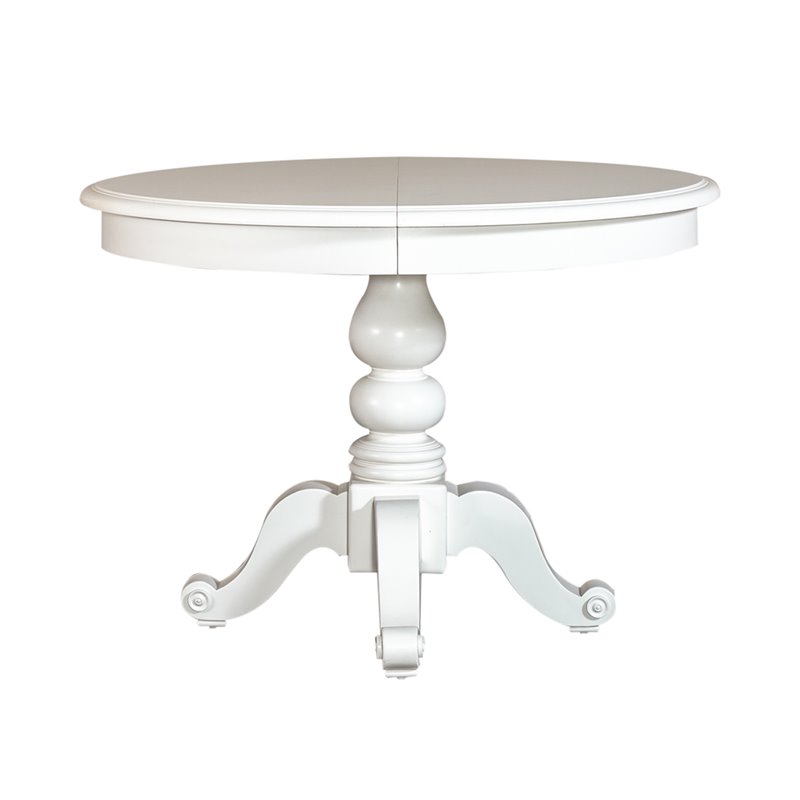 Bowery Hill Wood Round Pedestal Dining Table in White