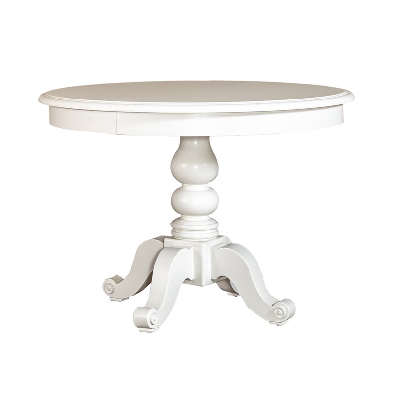 Bowery Hill Wood Round Pedestal Dining Table in White