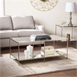 Bowery Hill Glass Top Coffee Table in Gold