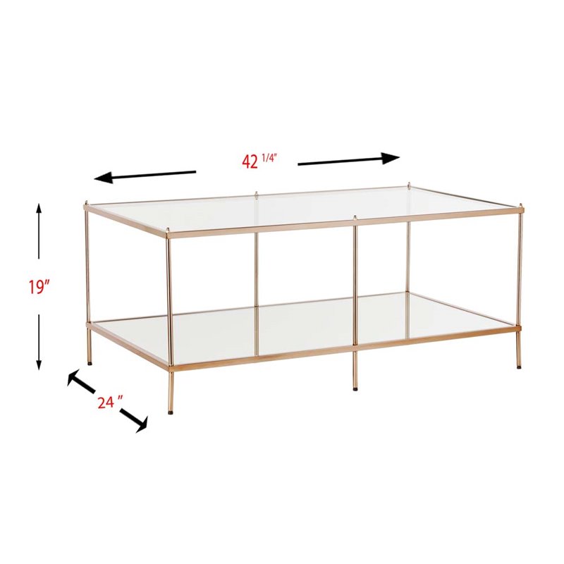 Bowery Hill Glass Top Coffee Table in Gold