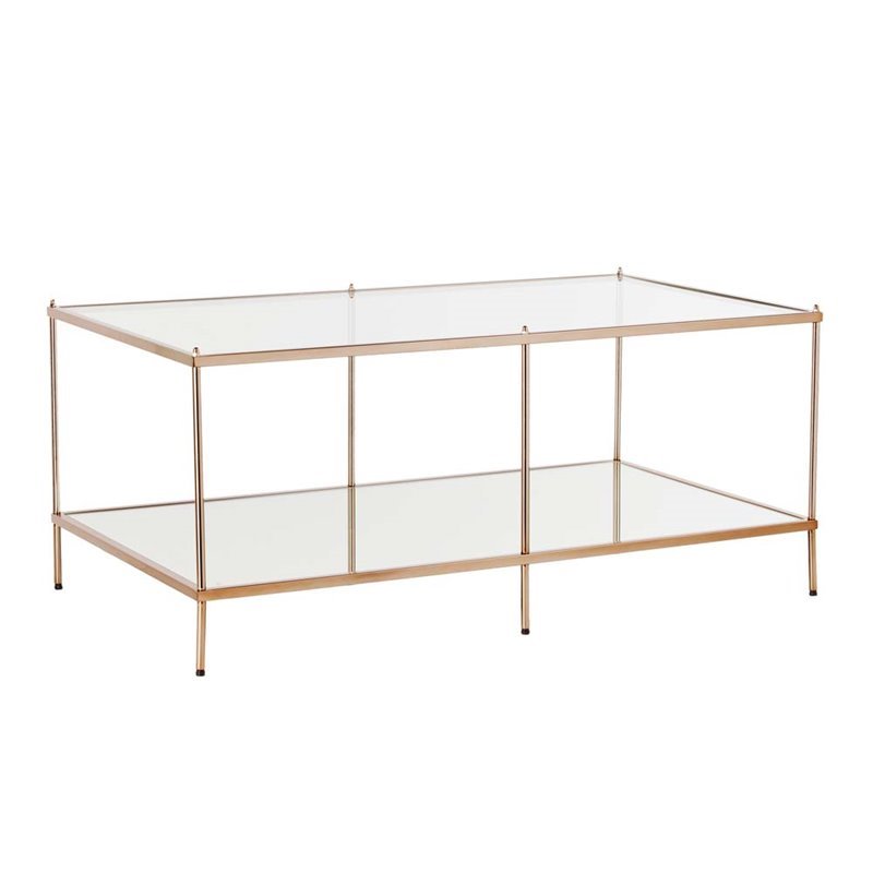 Bowery Hill Glass Top Coffee Table in Gold