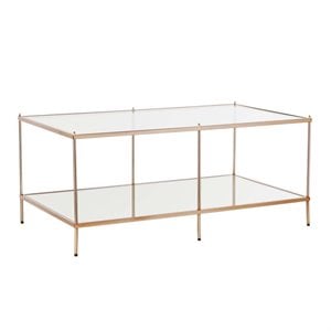 Bowery Hill Glass Top Coffee Table in Gold