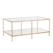 Bowery Hill Glass Top Coffee Table in Gold