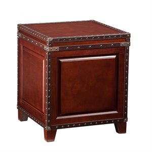 Bowery Hill Storage Trunk End Table in Dark Cherry