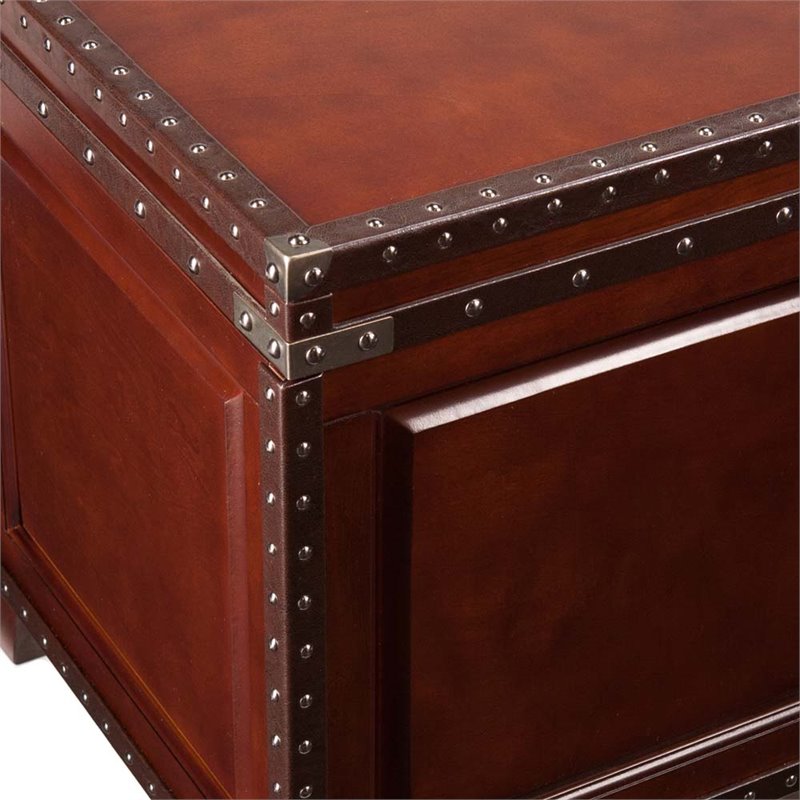 Bowery Hill Storage Trunk End Table in Dark Cherry