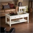 Bowery Hill Glass Top Coffee Table in Off White