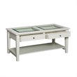 Bowery Hill Glass Top Coffee Table in Off White
