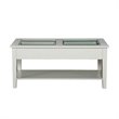 Bowery Hill Glass Top Coffee Table in Off White