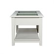 Bowery Hill Glass Top Coffee Table in Off White