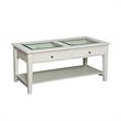 Bowery Hill Glass Top Coffee Table in Off White