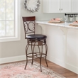 Bowery Hill Faux Leather Dark Brown Bar Stool Round Swivel 30.75