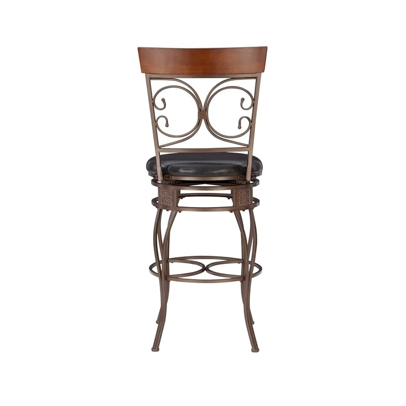 Bowery Hill Faux Leather Dark Brown Bar Stool Round Swivel 30.75