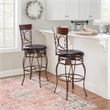 Bowery Hill Faux Leather Dark Brown Bar Stool Round Swivel 30.75