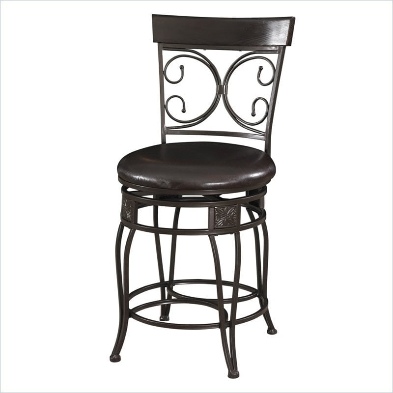 Bowery Hill Metal Bronze Chair Round Rotating Seat Footrest 41.75