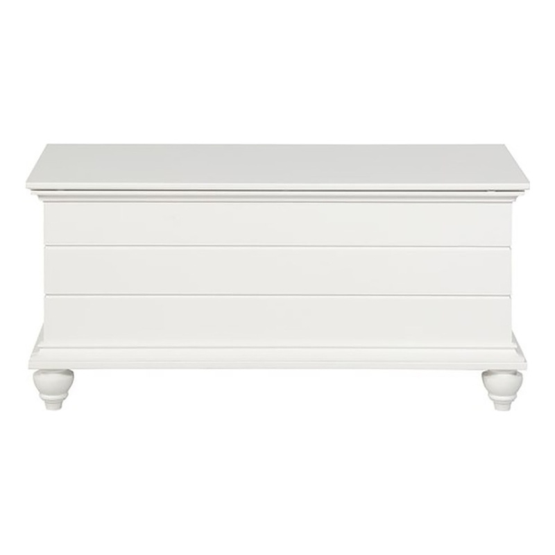 Bowery Hill Rubberwood White Cedar Chest Rectangular Safety Hinge 40.5