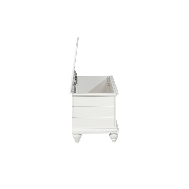 Bowery Hill Rubberwood White Cedar Chest Rectangular Safety Hinge 40.5