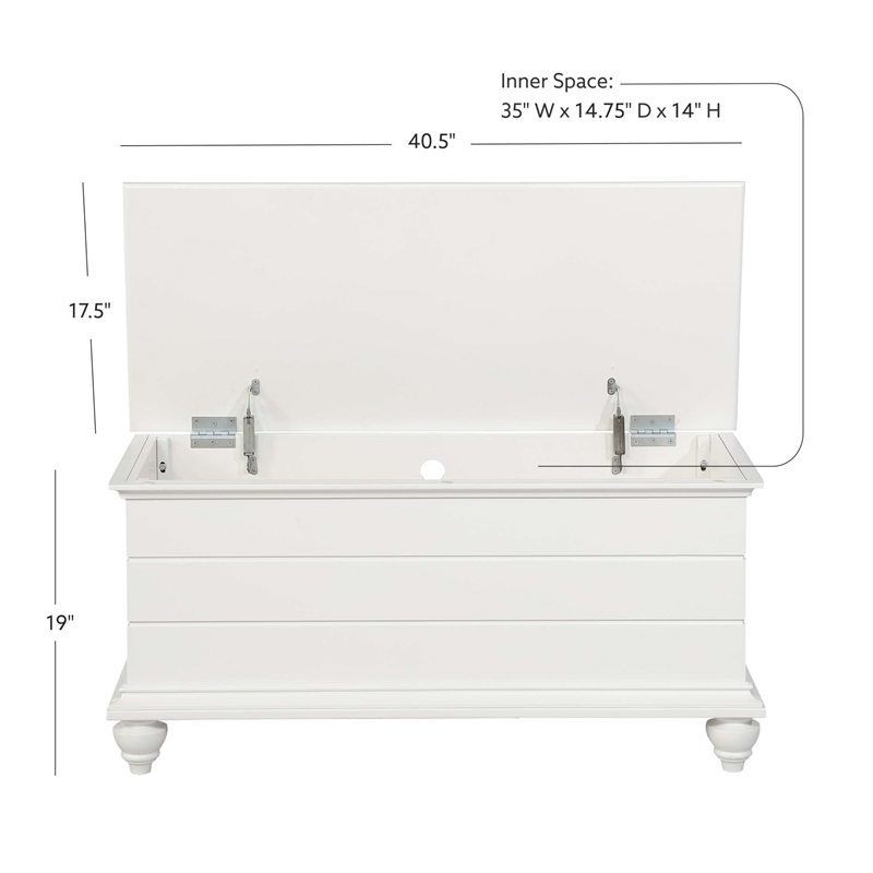 Bowery Hill Rubberwood White Cedar Chest Rectangular Safety Hinge 40.5