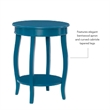 Bowery Hill Wood Teal Blue End Table Round Bentwood Skirt 24