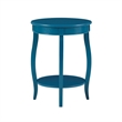 Bowery Hill Wood Teal Blue End Table Round Bentwood Skirt 24