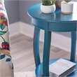 Bowery Hill Wood Teal Blue End Table Round Bentwood Skirt 24