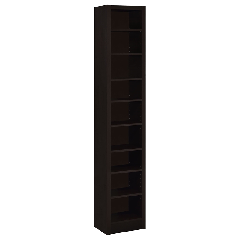 Bowery Hill MDF Cappuccino Narrow Bookcase Rectangular 70.75