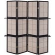 Bowery Hill 4 Panel 4 Shelf Room Divider in Tan and Cappuccino