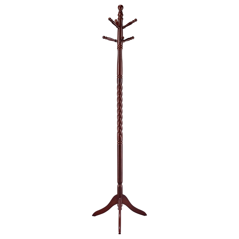 Bowery Hill Twisted Post Coat Rack in Merlot