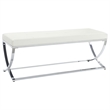 Bowery Hill Faux Leather White Bench Rectangular Tufted 48