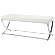Bowery Hill Faux Leather White Bench Rectangular Tufted 48