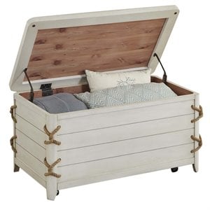Bowery Hill Poplar White Storage Trunk Rectangular 20&quot H x 38&quot W x 22&quot D