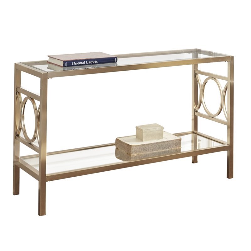 Bowery Hill Glass Gold Console Table Rectangular 29