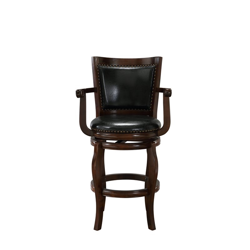 Bowery Hill Faux Leather Cappuccino/Black Swivel Bar Stool Rectangular 31